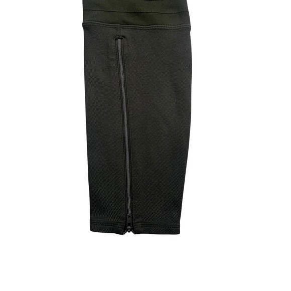 Athleta Moto Leggings Olive Womens Size 6 Ribbed Panel Zipper Athleisure Pants - Picture 11 of 16
